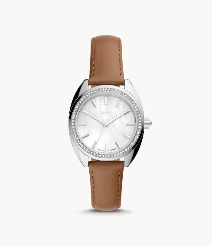 Vale Solar-Powered Brown Leather Watch