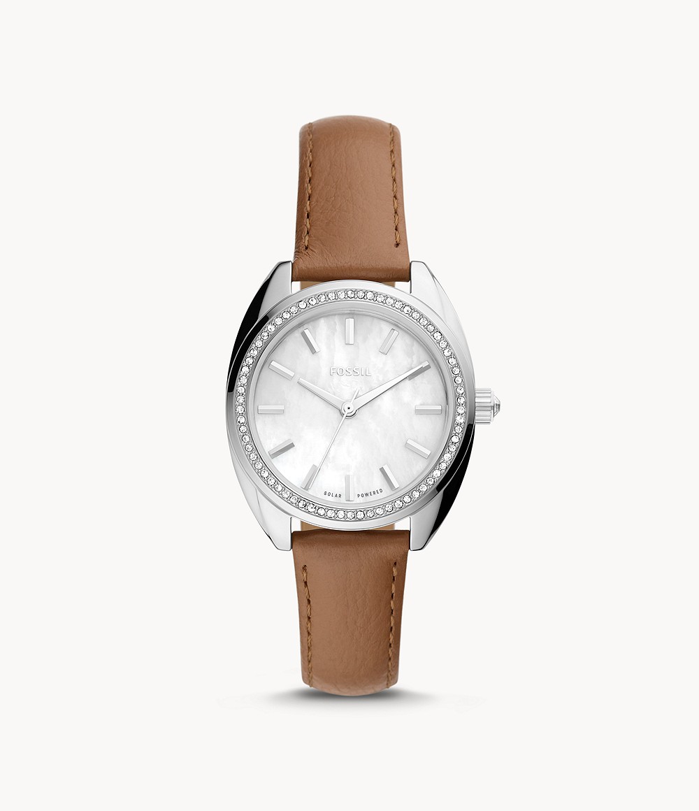 Vale Solar-Powered Brown Leather Watch