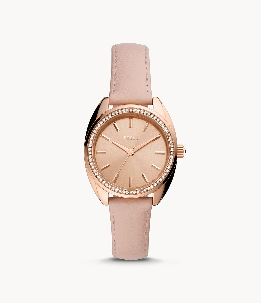 Vale Solar-Powered Pink Leather Watch