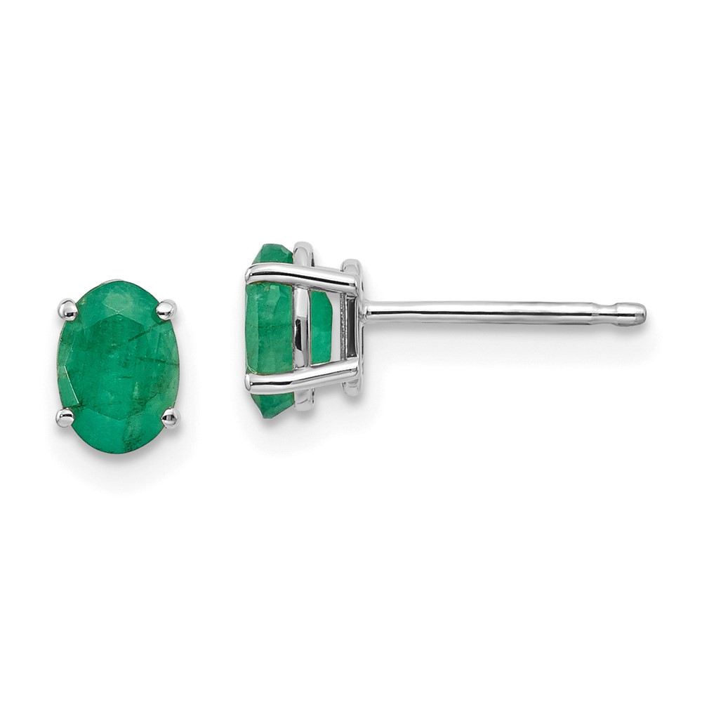 XBE305 14K White Gold 6 x 4 mm Emerald Earrings