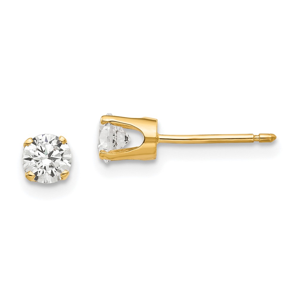 XD7CZ 14K Yellow Gold 4 mm CZ Stud Earrings