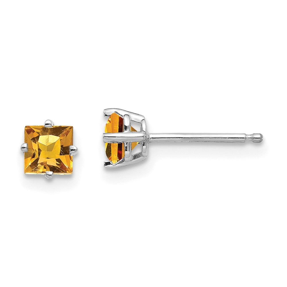 XE60WCI 14K White Gold 4 mm Princess Cut Citrine Earrings