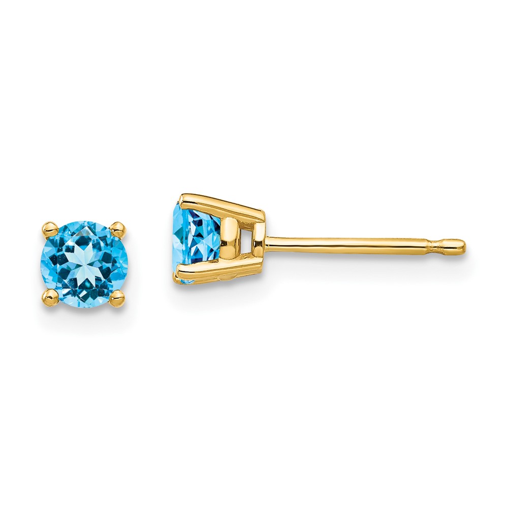 XE71BT 14K Yellow Gold 4 mm Blue Topaz Earrings