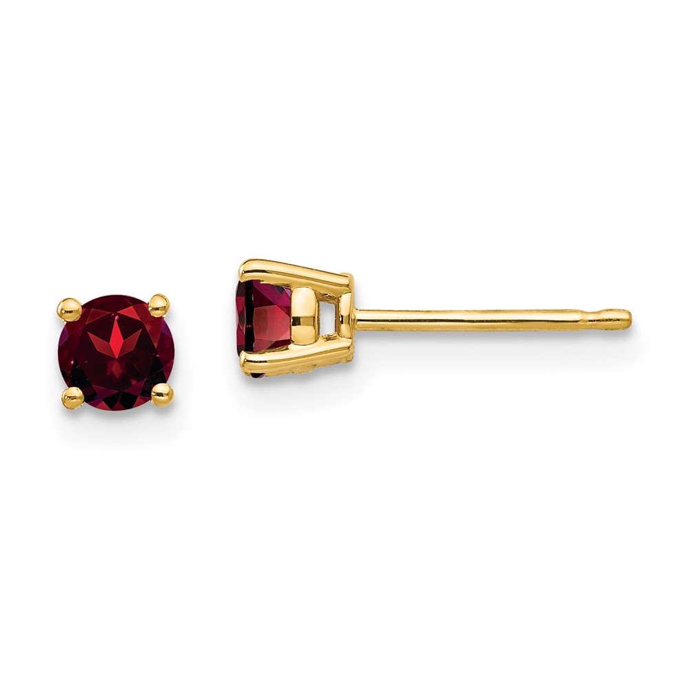 XE71GA 14K Yellow Gold 4 mm Garnet Earrings