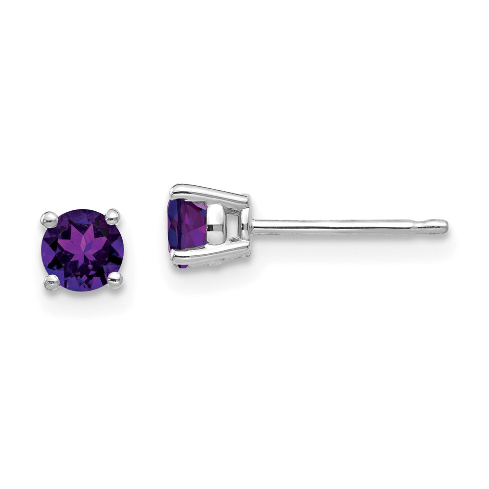 XE71WAM 14K White Gold 4 mm Amethyst Earrings