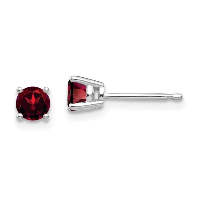 XE71WGA 14K White Gold 4 mm Garnet Earrings