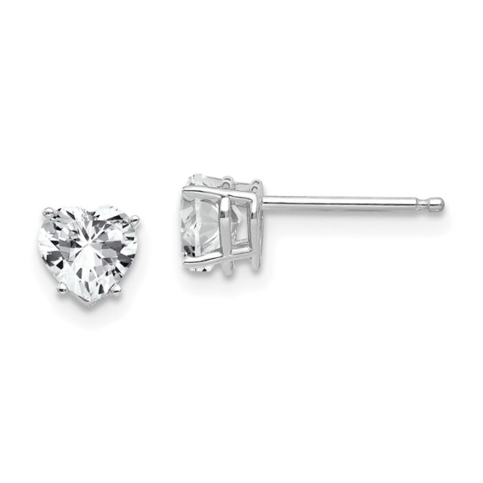 XE97WCZ 14K White Gold 5 mm Heart Cubic Zirconia Earrings