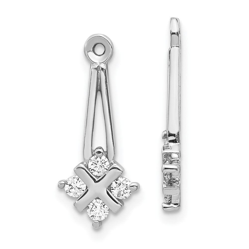 XJ18W 14K White Gold Dangle Cluster Diamond Earrings Jacket Mounting