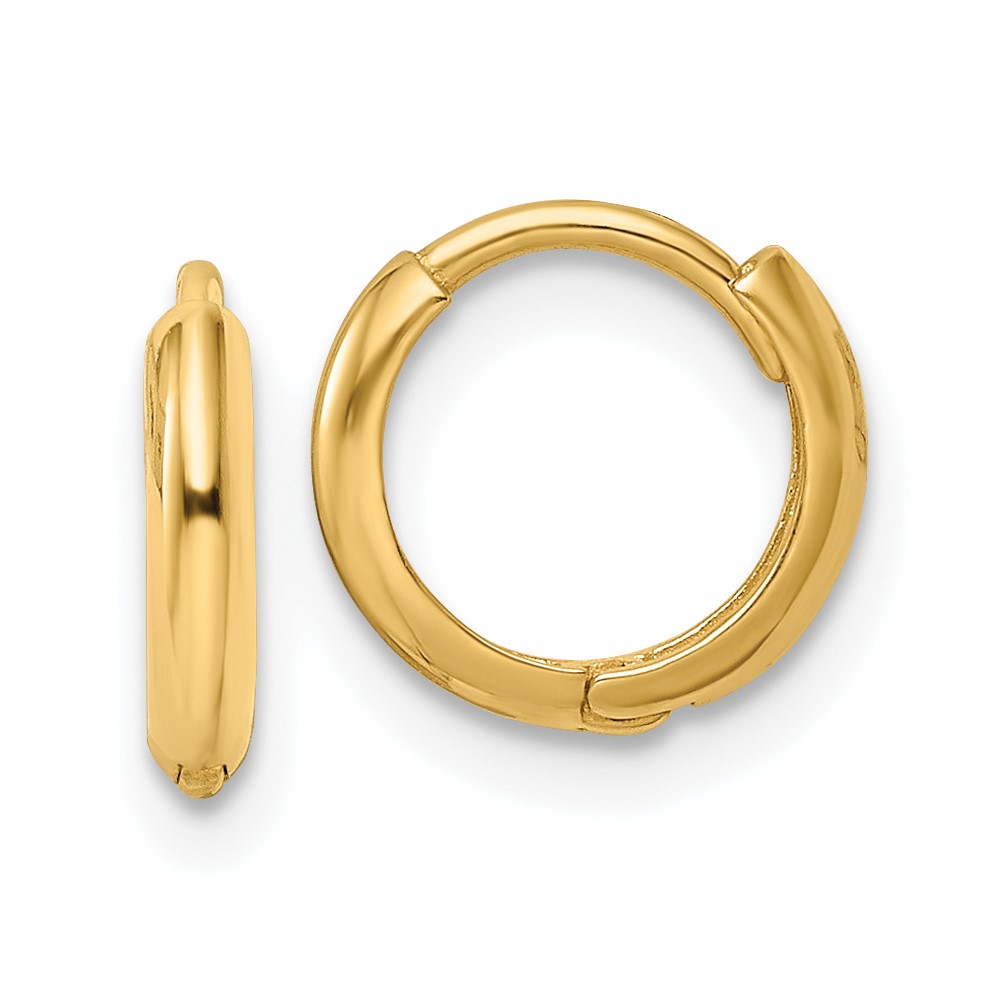 XY1259 14K Yellow Gold Polished Hinged Hoop Earrings