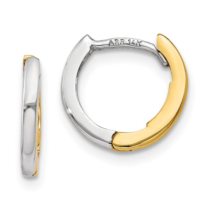 Y7902 14K Two-Tone Mini 1.35 mm Round Hinged Hoop Earrings