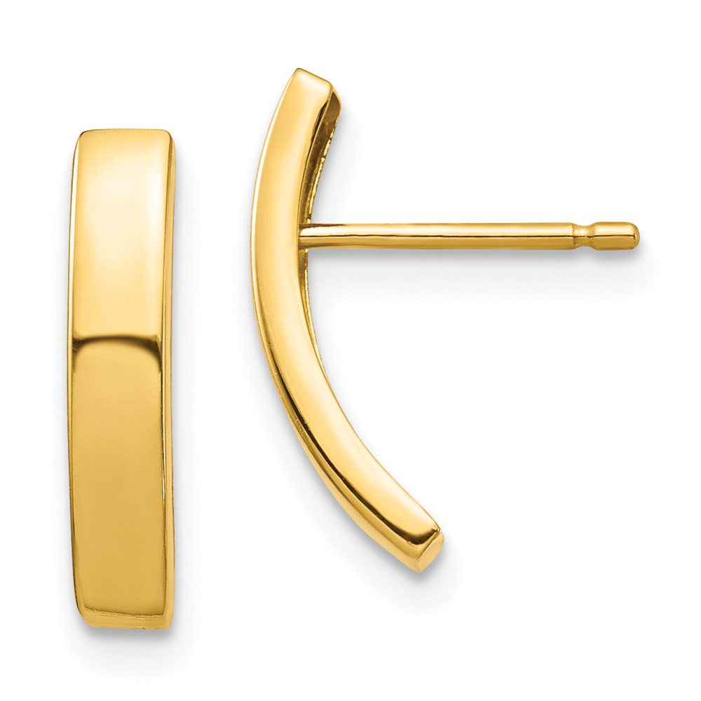 YE1870 14K Yellow Gold Curved Bar Post Earrings