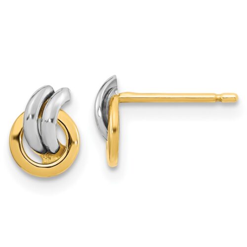 YE1958 14K Yellow & Rhodium Polished White Open Circle Post Earrings