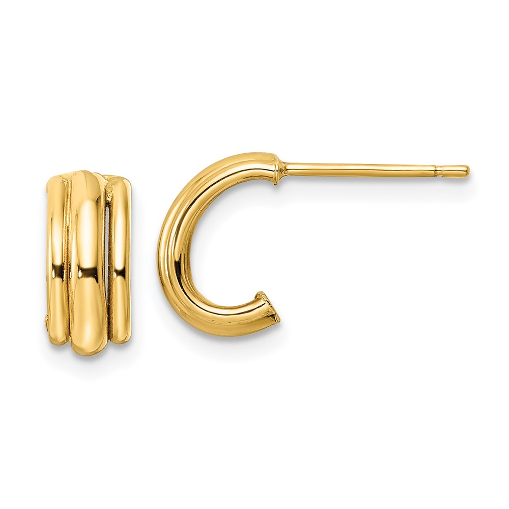 YE1979 14K Yellow Gold Polished J-Hoop Earrings