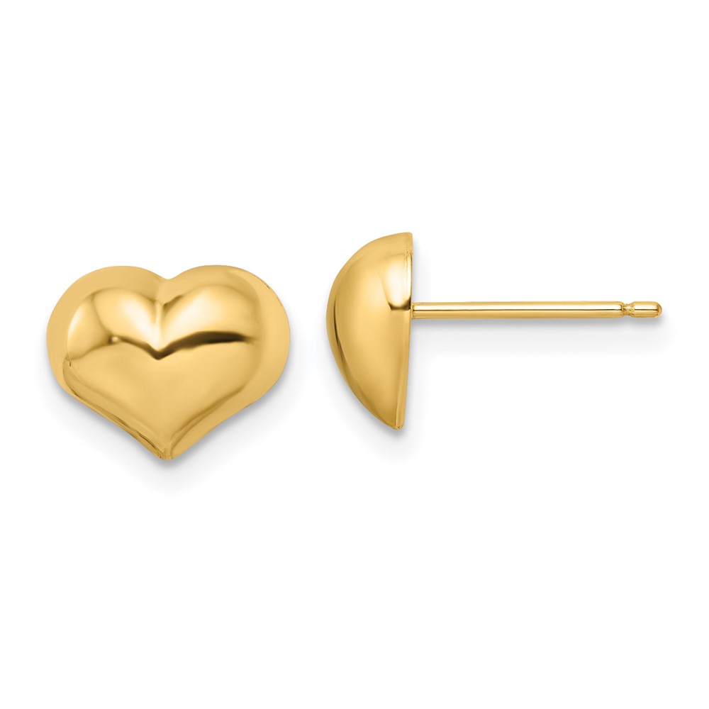 YE2045 14K Yellow Gold Polished Puffed Heart Post Earrings