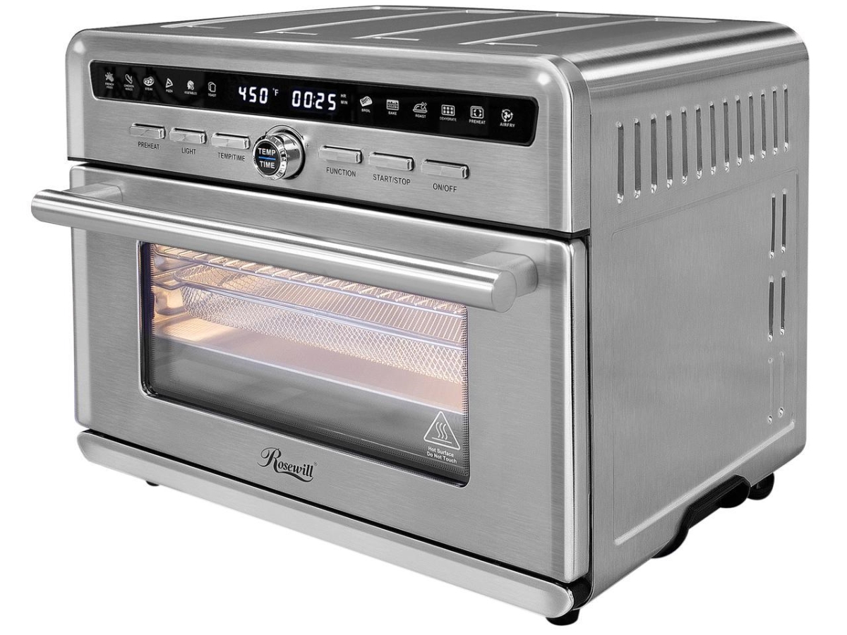 26.4 qt. Air Fryer Convection Toaster Oven with Stainless Steel Exterior & 4 Tray Accessories