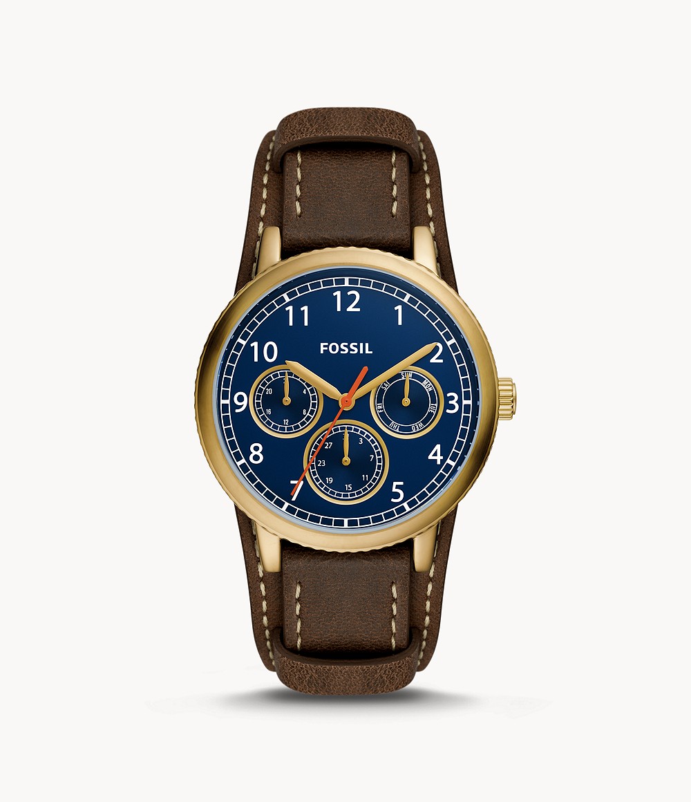 Airlift Multifunction Medium Brown Leather Watch