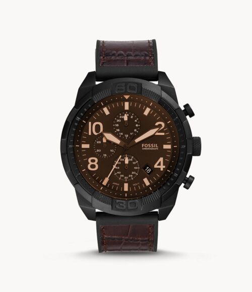Bronson Chronograph Brown Croco Leather And Rubber Watch