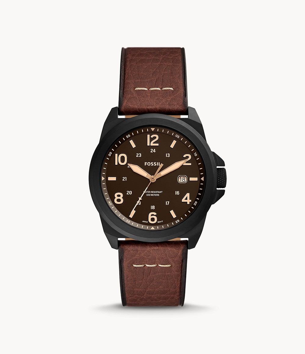 Bronson Three-Hand Date Dark Brown Eco Leather Watch