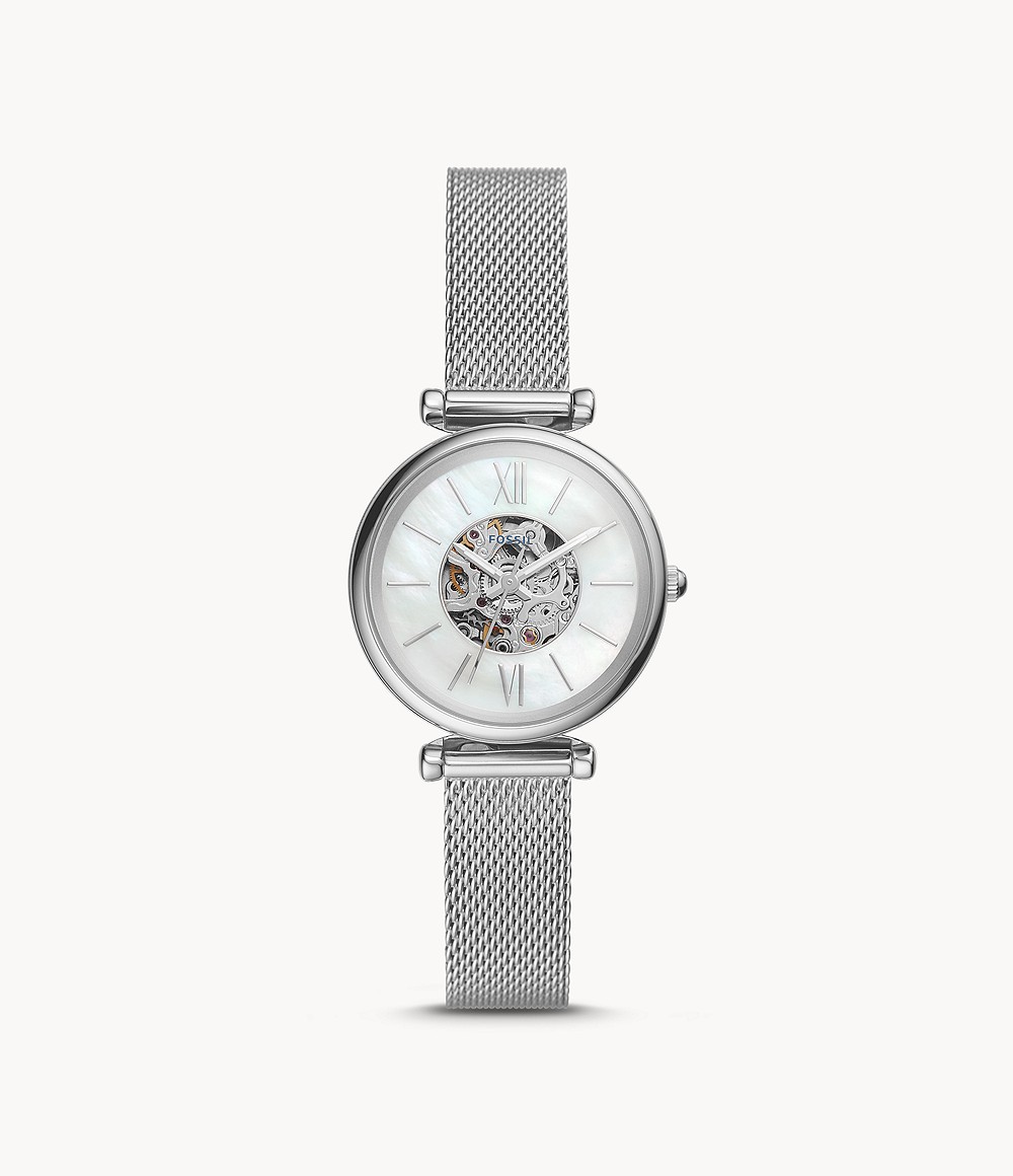 Carlie Mini Automatic Stainless Steel Mesh Watch