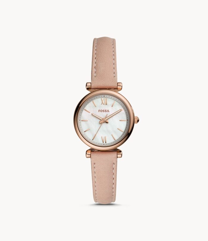 Carlie Mini Three-Hand Blush Leather Watch jewelry