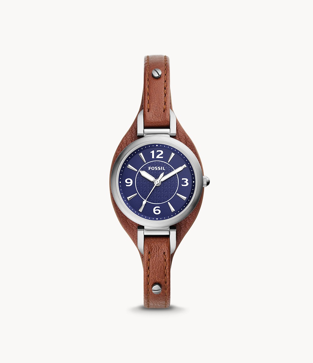 Carlie Three-Hand Brown Leather Watch