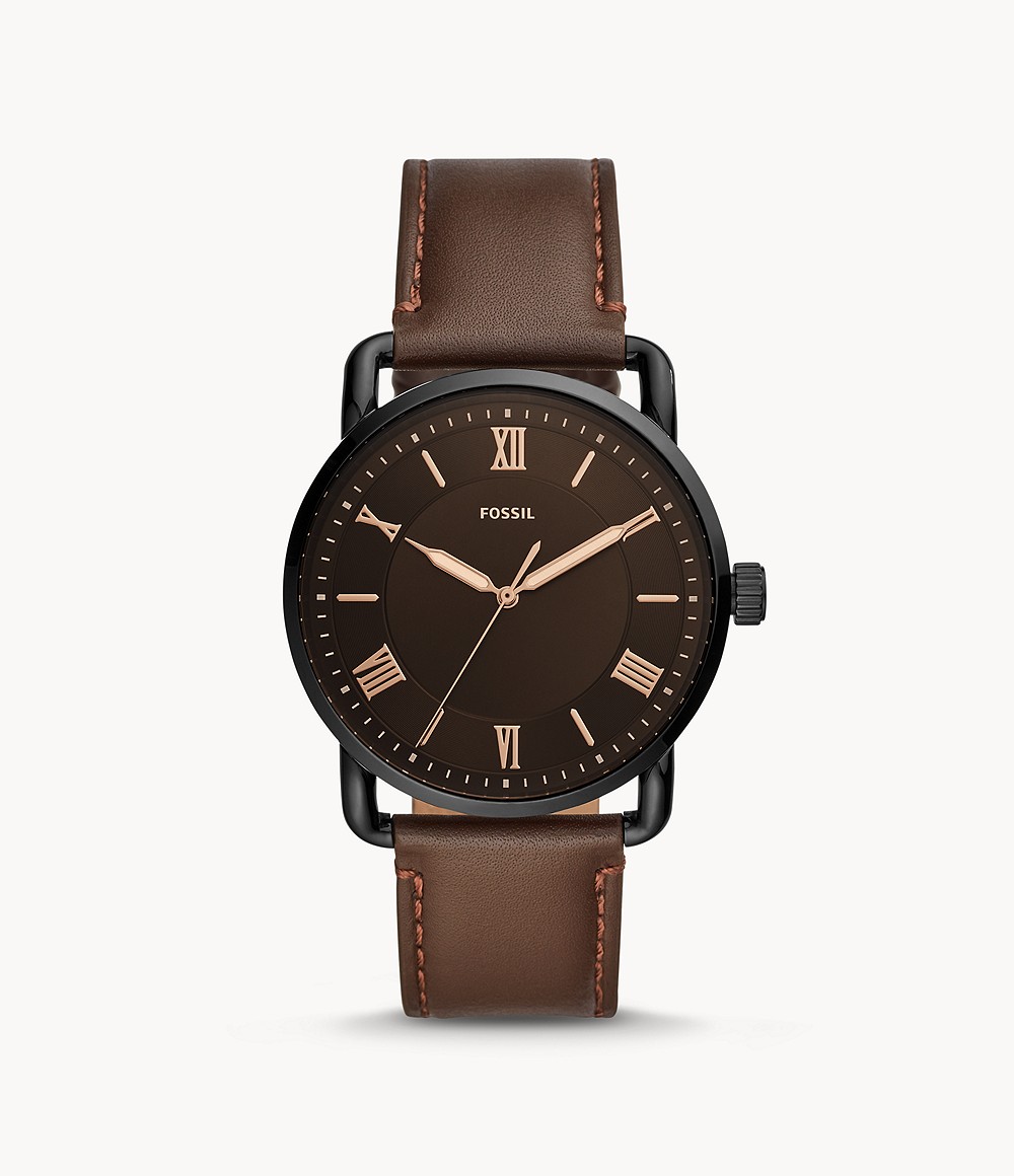 Copeland 42Mm Three-Hand Brown Leather Watch jewelry