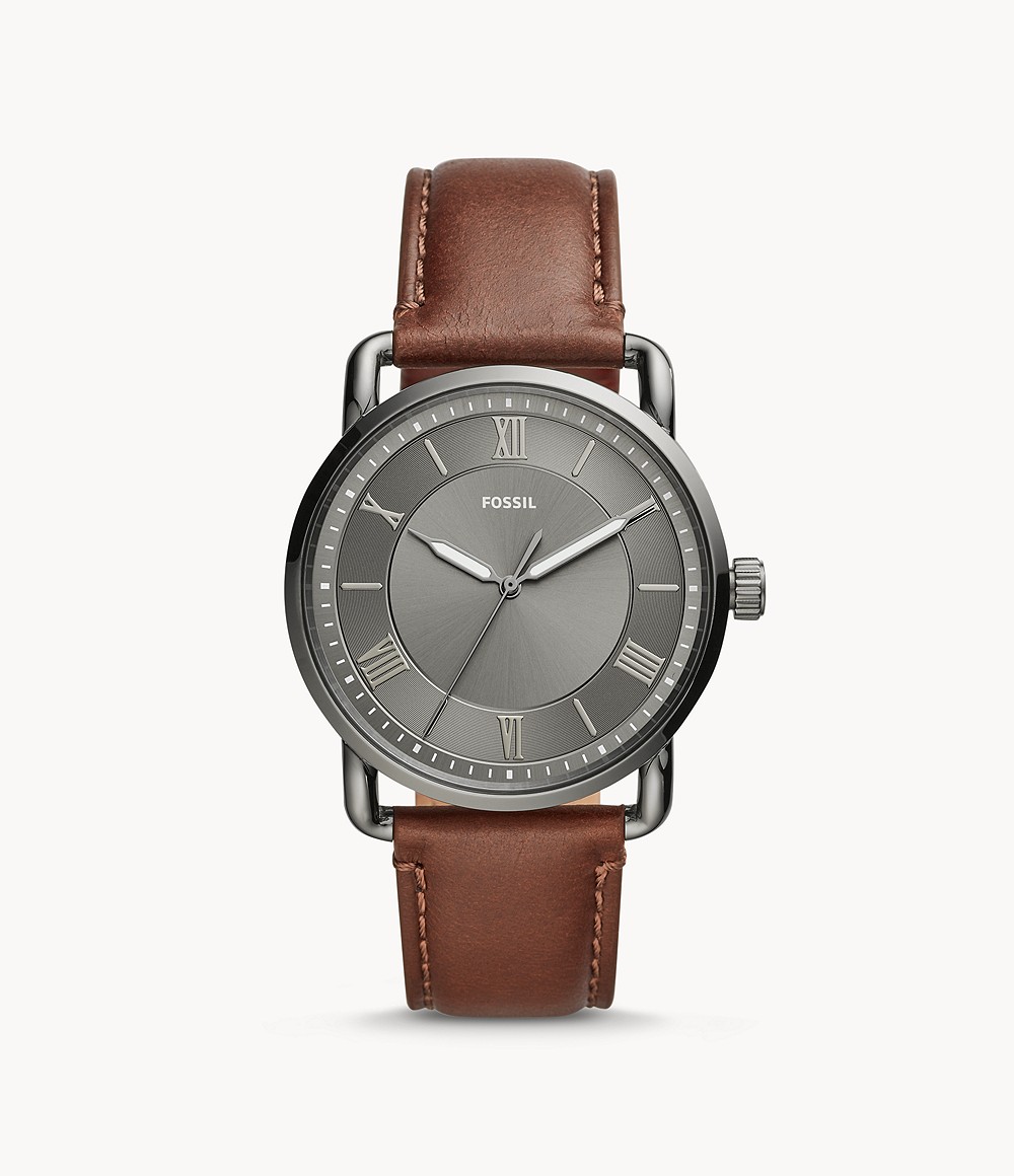 Copeland 42Mm Three-Hand Brown Leather Watch jewelry