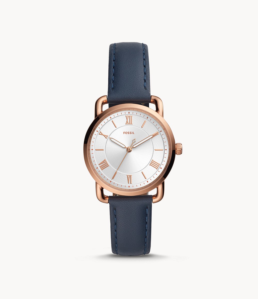 Copeland Three-Hand Midnight Navy Leather Watch jewelry