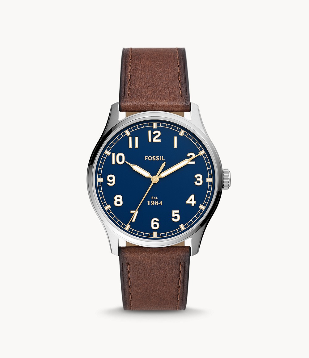 Dayliner Three-Hand Medium Brown Leather Watch