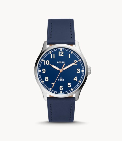 Dayliner Three-Hand Navy Leather Watch