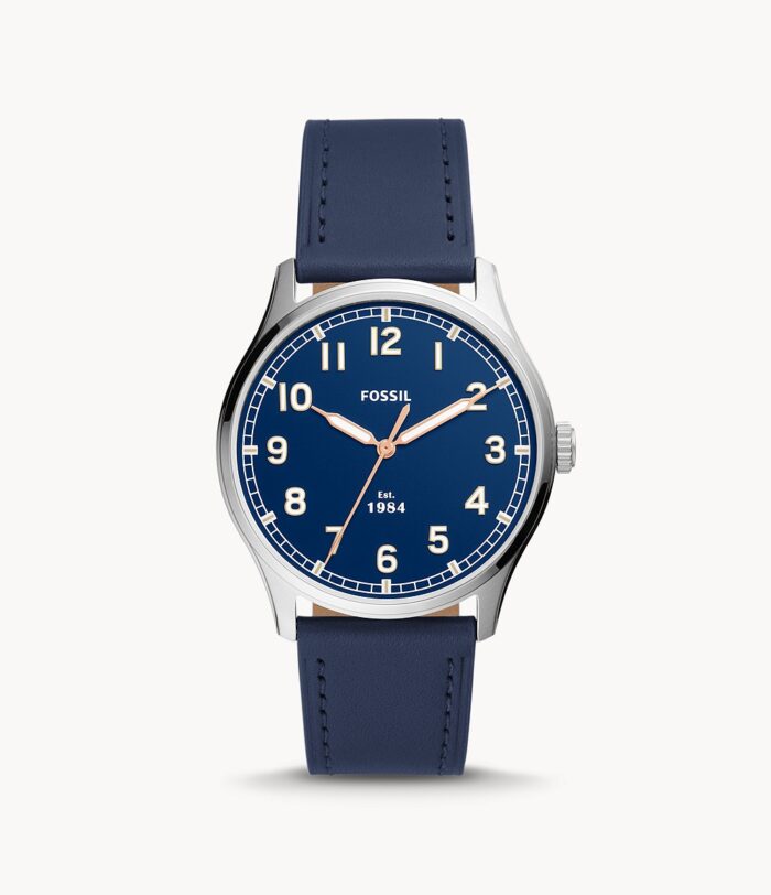 Dayliner Three-Hand Navy Leather Watch