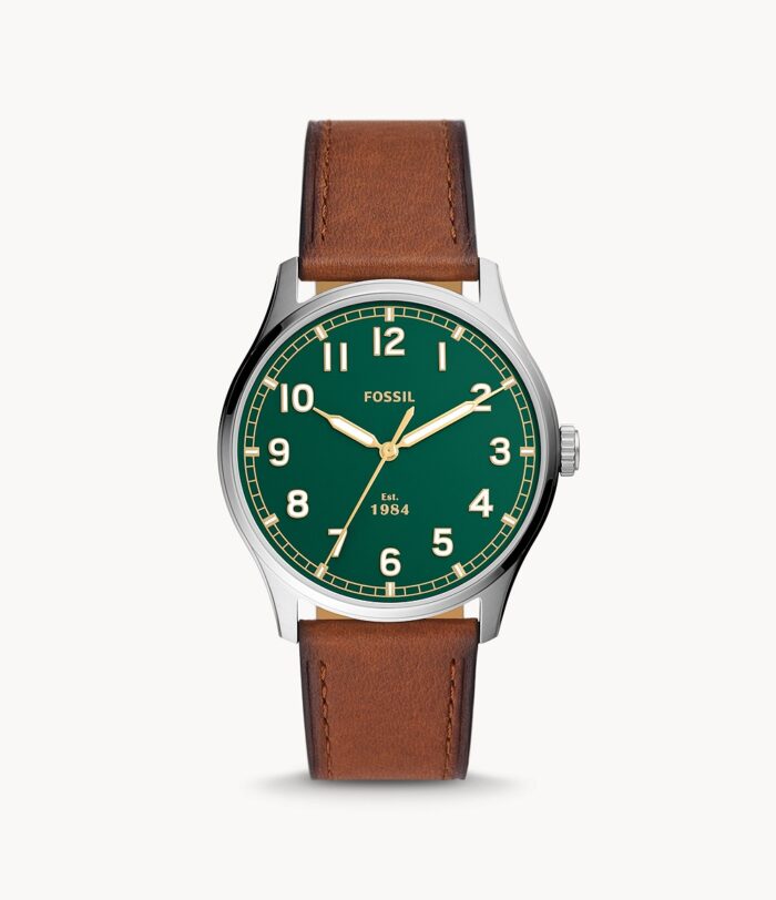 Dayliner Three-Hand Teak Leather Watch