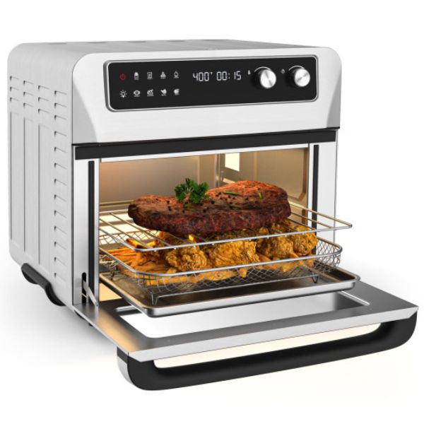 ES10091US-SL 8-in-1 Convection Air Fryer Toaster Oven with 5 Accessories & Recipe-Silver