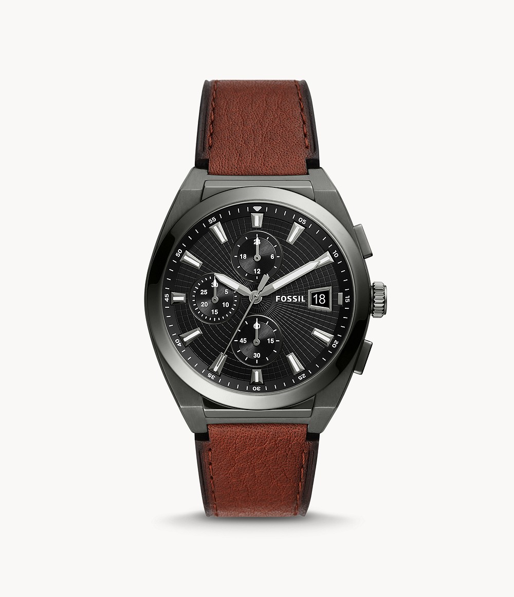 Everett Chronograph Amber Eco Leather Watch