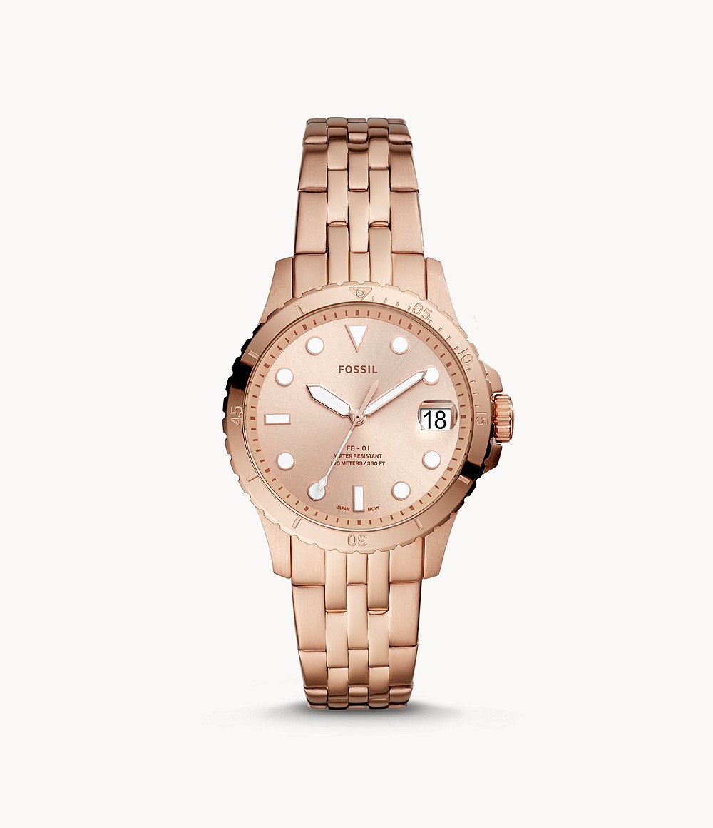 Fb-01 Three-Hand Date Rose Gold-Tone Stainless Steel Watch jewelry