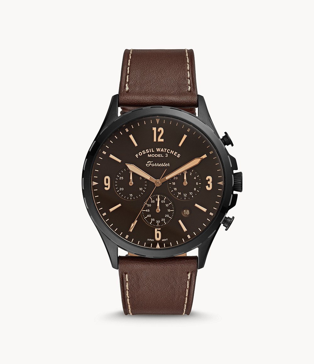 Forrester Chronograph Brown Leather Watch jewelry