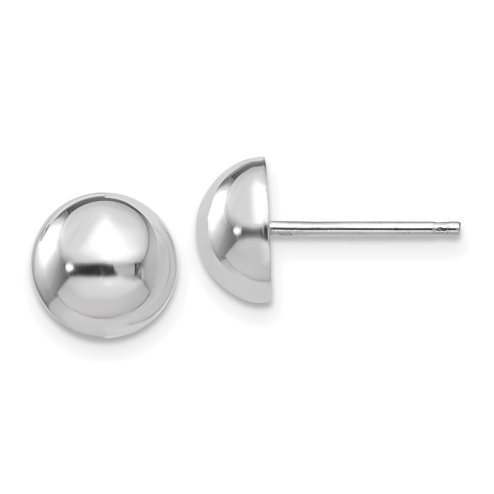 H968 14K White Gold 8 mm Half Ball Post Earrings