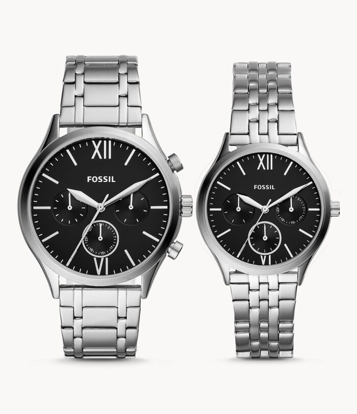 His And Her Fenmore Midsize Multifunction Stainless Steel Watch Gift Set jewelry