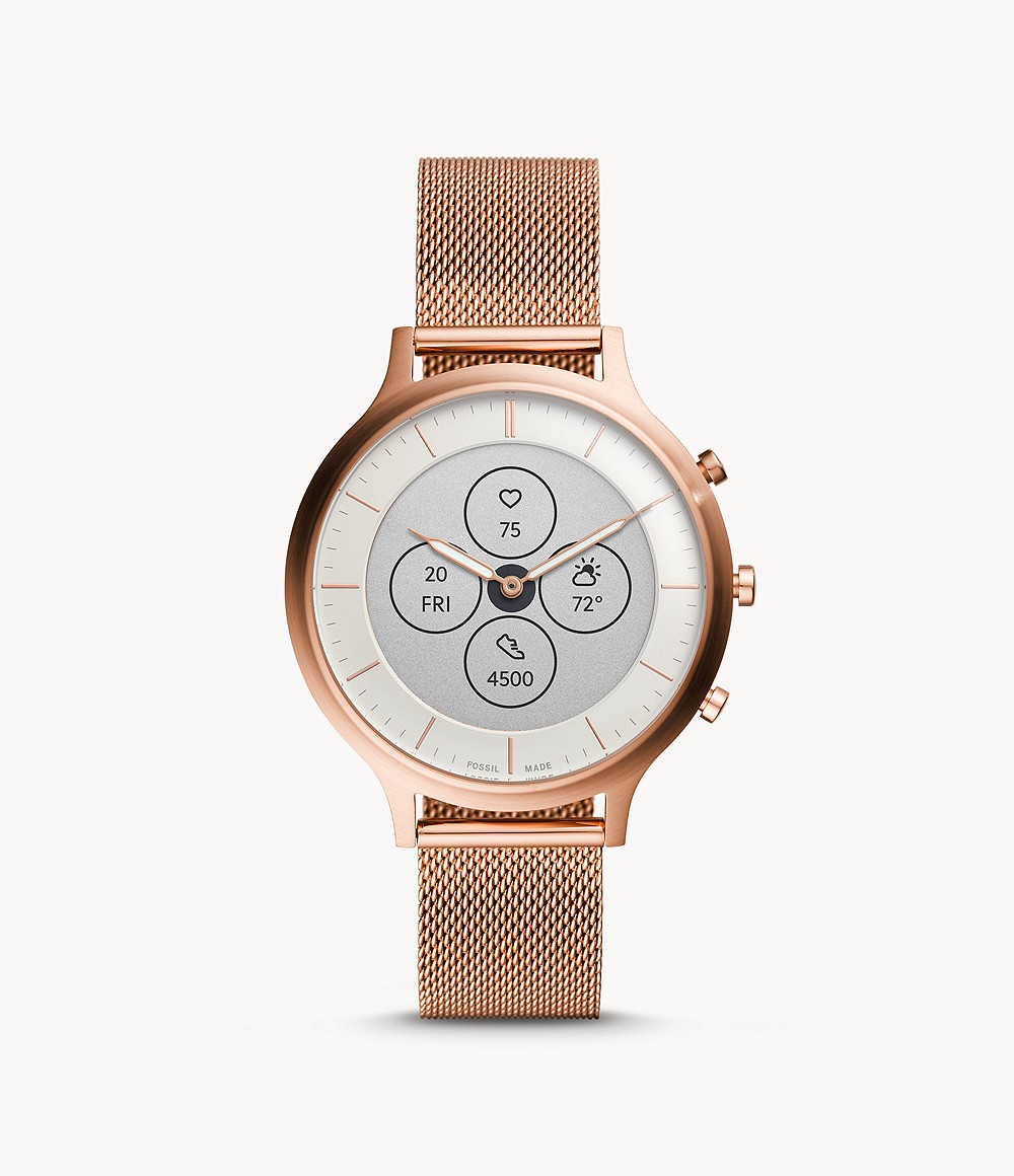 Hybrid Smartwatch Hr Charter Rose Gold-Tone Stainless Steel Mesh jewelry