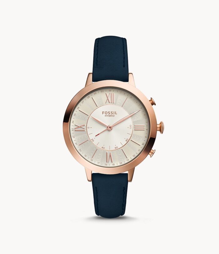 Hybrid Smartwatch Jacqueline Navy Leather Jewelry