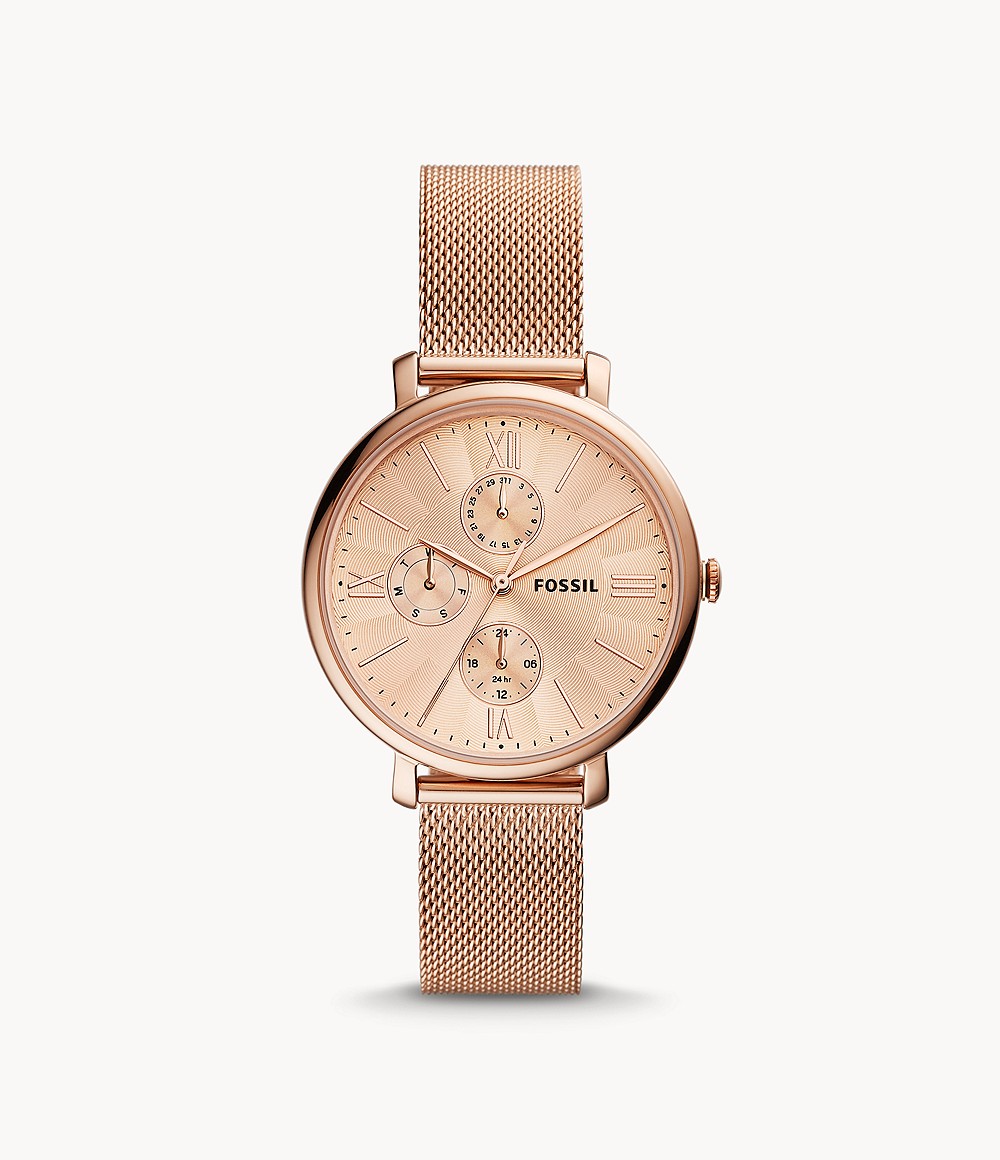 Jacqueline Multifunction Rose Gold-Tone Stainless Steel Mesh Watch