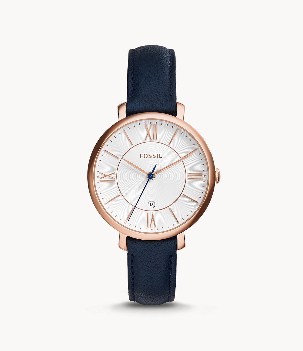 Jacqueline Navy Leather Watch