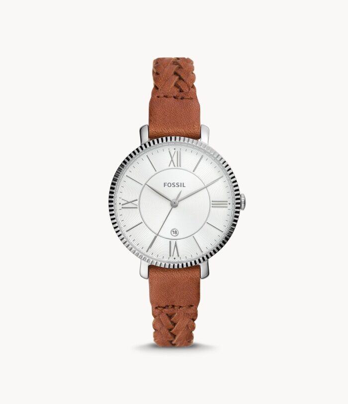 Jacqueline Three-Hand Date Brown Eco Leather Watch