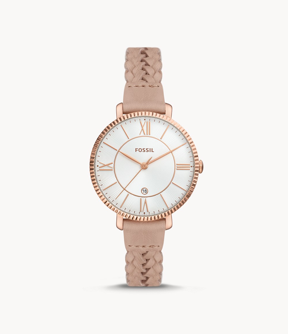 Jacqueline Three-Hand Date Latte Eco Leather Watch