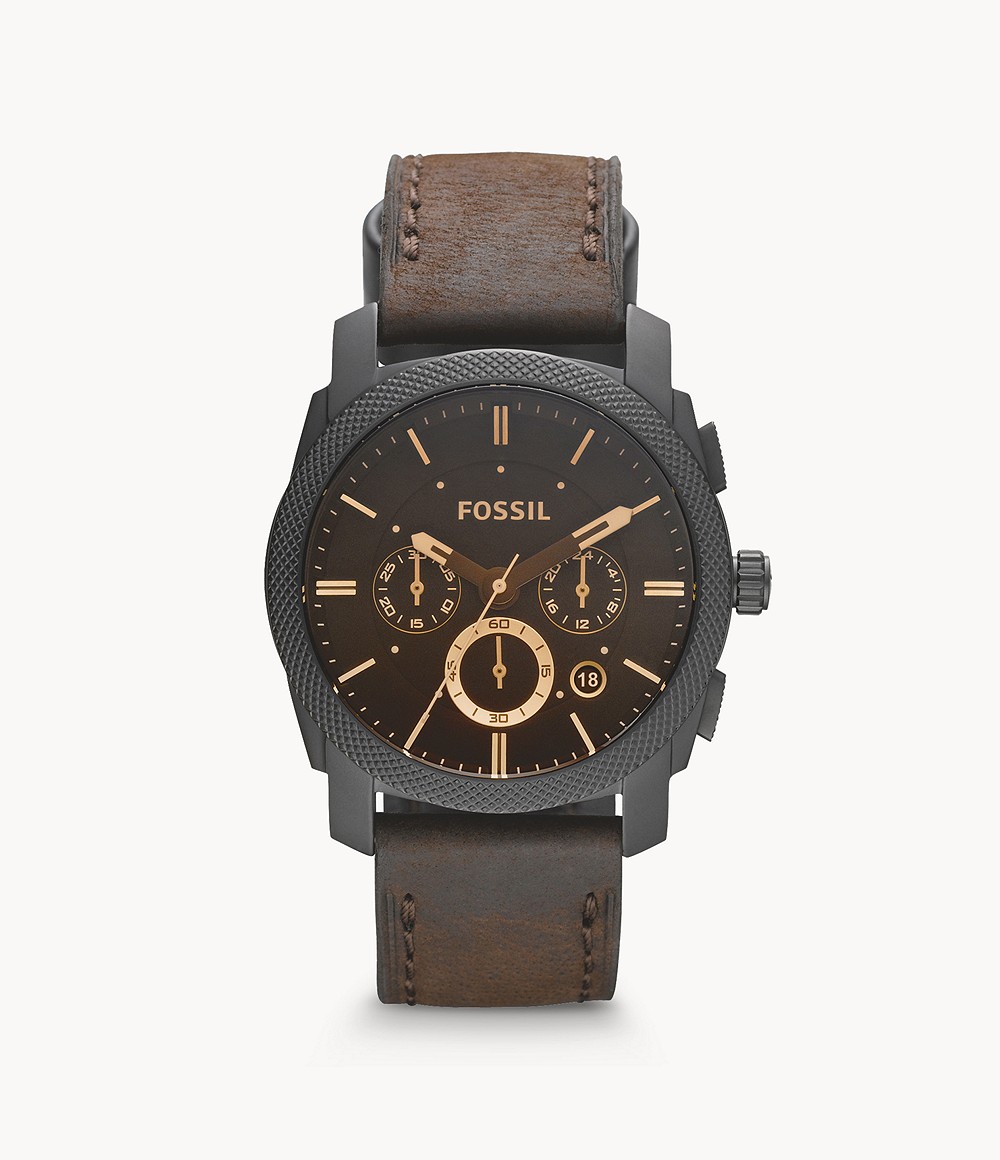 Machine Mid-Size Chronograph Brown Leather Watch