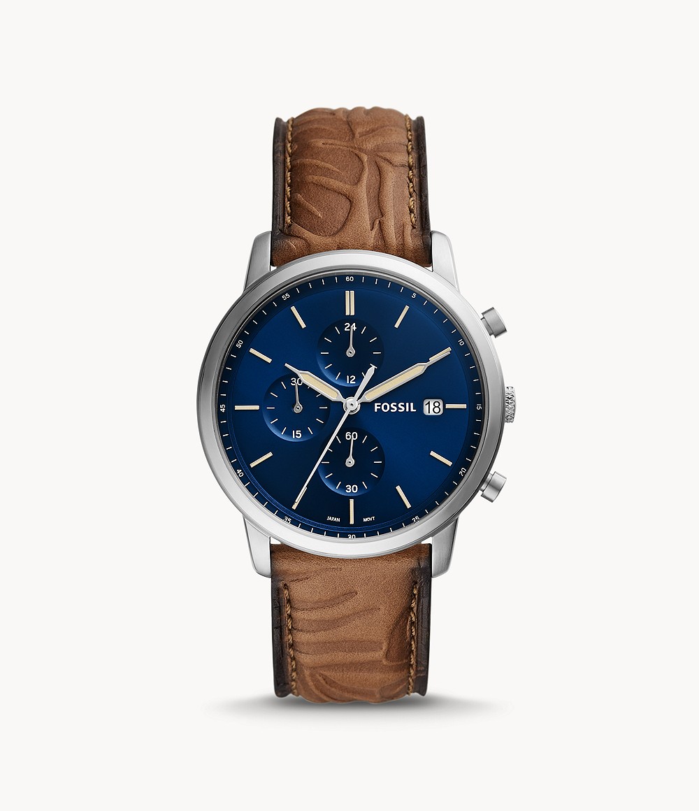 Minimalist Chronograph Tan Eco Leather Watch