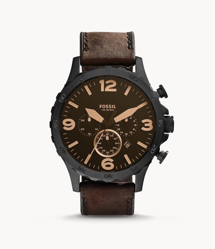 Nate Chronograph Brown Leather Watch