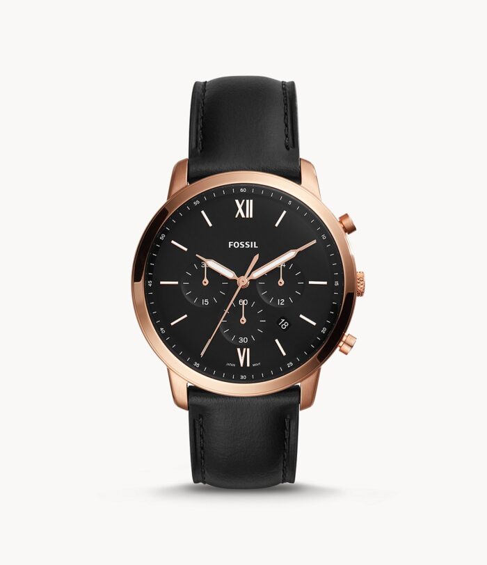 Neutra Chronograph Black Leather Watch Jewelry