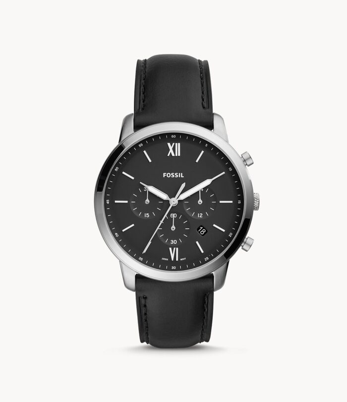 Neutra Chronograph Black Leather Watch Jewelry