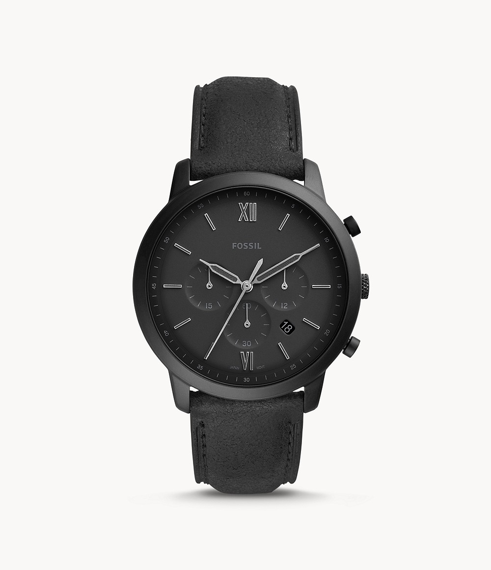 Neutra Chronograph Black Leather Watch jewelry